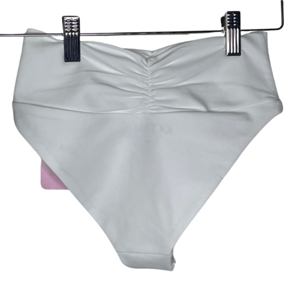 OCEANUS | NWT Hayley Swim High Waist Ruched Bottoms White | Size XS - Picture 4 of 8